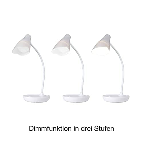 Unilux Bezprzewodowa lampa biurkowa LED Ukkky, 3 baterie AAA, ładowanie przez USB i ściemniacz dotykowy, biała - obrazek 7