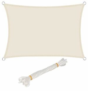WOLTU Sonnensegel Rechteck 4x6m Creme wasserabweisend Sonnenschutz Polyester Windschutz mit UV Schutz für Garten Terrasse Camping