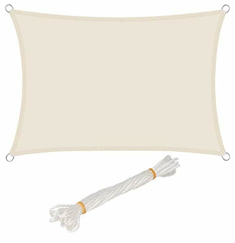 WOLTU Sonnensegel Rechteck 4x6m Creme wasserabweisend Sonnenschutz Polyester Windschutz mit UV Schutz für Garten Terrasse Camping