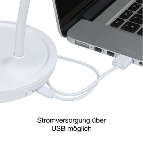 Unilux Bezprzewodowa lampa biurkowa LED Ukkky, 3 baterie AAA, ładowanie przez USB i ściemniacz dotykowy, biała - obrazek 5