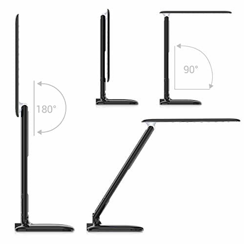 kwmobile Przyciemniana lampa biurkowa LED – lampa stołowa z funkcją ładowania USB – lampka na biurko lampka nocna z wyświetlaczem LCD – czarna - obrazek 8