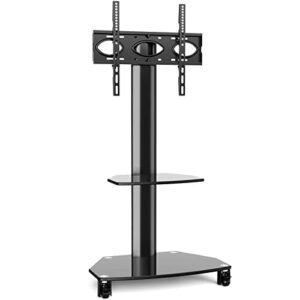 RFIVER Obrotowy stojak na telewizor na kółkach do telewizora 27-65", wózek do telewizora z regulacją wysokości, 50 kg, do płaskiego i zakrzywionego ekranu, maks. VESA 400 x 400 mm