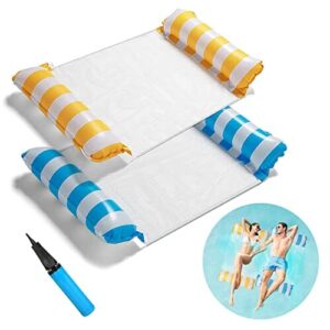 doepeBAE Materac dmuchany do basenu, nadmuchiwany, dmuchany materac z siatkowym dnem, do basenu, na lato lub basen, 2 sztuki (kolor żółty, niebieski)