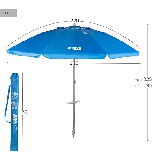 AKTIVE 62274, składany i odchylany parasol plażowy przeciwwiatrowy, ni - obrazek 5