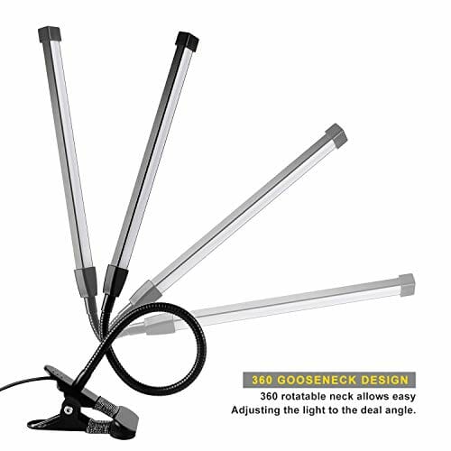 Wilktop Lampa biurkowa 8 W, ściemniana, z zaciskiem USB, 3 trybami (zimna/ciepła/naturalna biała) 10 poziomów jasności, lampa biurkowa LED do biura, nauki, czytania, nauki, pracy (czarna) - obrazek 8