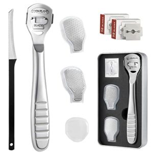 BBLIKE Skrobak do stóp i tarnik do stóp, zestaw pilników do pedicure, golarka do zrogowaciałej pielęgnacji stóp, pilnik do stóp do usuwania zrogowaciałej skóry, narzędzia do pielęgnacji stóp z 20 wymiennymi ostrzami (B)