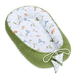Ciepłe gniazdo niemowlęce 90x50 cm - przytulanki gniazdo nowonarodzone kokon zimowy/jesienny kokon niemowlęcy gniazdo dinozaur zielony
