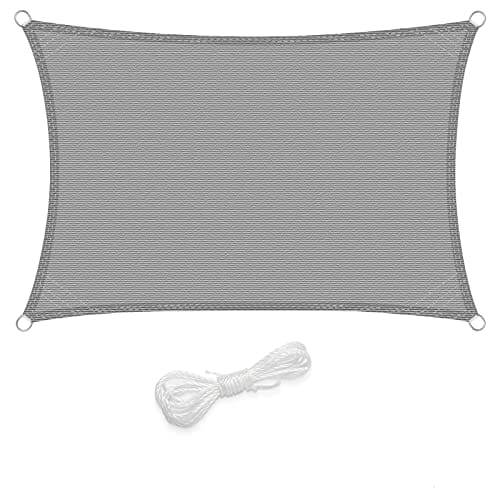 WOLTU Sonnensegel Rechteck 4x6m Hellgrau atmungsaktiv Sonnenschutz HDPE Windschutz mit UV Schutz für Garten Terrasse Camping