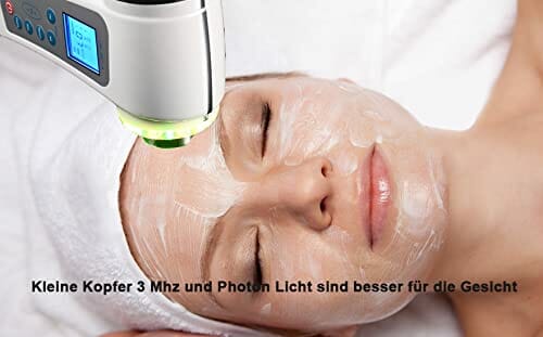 BOWKA Kosmetyczne urządzenie ultradźwiękowe 1 MHz + 3 MHz do ciała i twarzy, urządzenie ultradźwiękowe odmładzanie skóry, oczyszczanie skóry, przeciwzmarszczkowe i przeciwtrądzikowe - obrazek 4