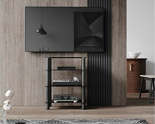 FITUEYES Szafka HiFi z 4 półkami ze szkła hartowanego i aluminiowej me - obrazek 3