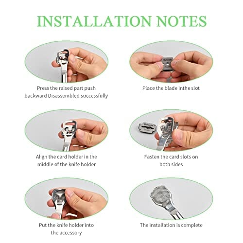 Pilarka do zrogowaciałego naskórka i usuwania zrogowaciałego naskórka, ergonomiczna, profesjonalna tarka do zrogowaciałego naskórka ze stali nierdzewnej, narzędzie do pielęgnacji stóp, z 10 zapasowymi ostrzami - obrazek 5