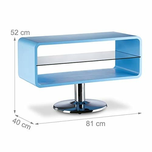Relaxdays Stojak na telewizor retro, wąska drewniana szafka pod telewizor, szafka pod telewizor, HWD 52 x 81 x 40 cm, niebieski - obrazek 6