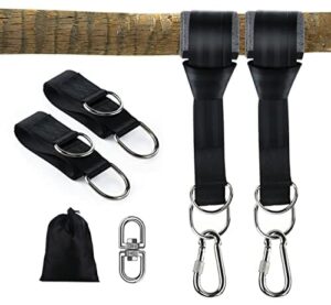 Mocraft Mocowanie huśtawki, hamak Swing, mocowanie huśtawki, zestaw pasów do zawieszenia na huśtawce, z krętlikiem obrotowym ze stali nierdzewnej 304, zamknięcie zabezpieczające, karabińczyk, torba do przenoszenia, udźwig do 1000 kg