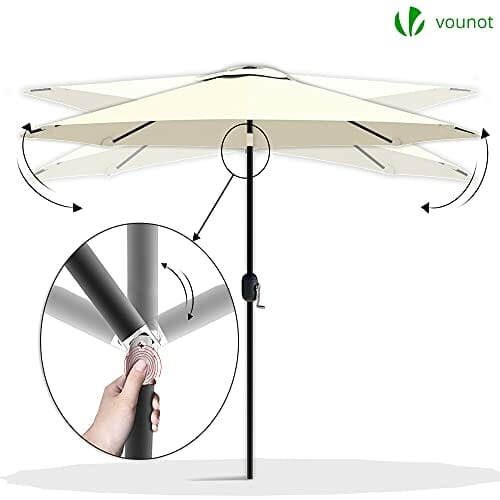 VOUNOT Sonnenschirm 270 cm mit Kurbelvorrichtung, Knickbar, Sonnenschutz UV-Schutz, Balkonschirm Gartenschirm Marktschirm mit Schutzhülle, Beige - obrazek 7