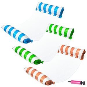 YLSCI 3-pak pływak basenowy i hamak wodny, wielofunkcyjny nadmuchiwany basen 4 w 1, dla dorosłych z pompką powietrza, na basen, plażę, na zewnątrz (niebieski, zielony, pomarańczowy)