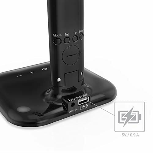 kwmobile Przyciemniana lampa biurkowa LED – lampa stołowa z funkcją ładowania USB – lampka na biurko lampka nocna z wyświetlaczem LCD – czarna - obrazek 7
