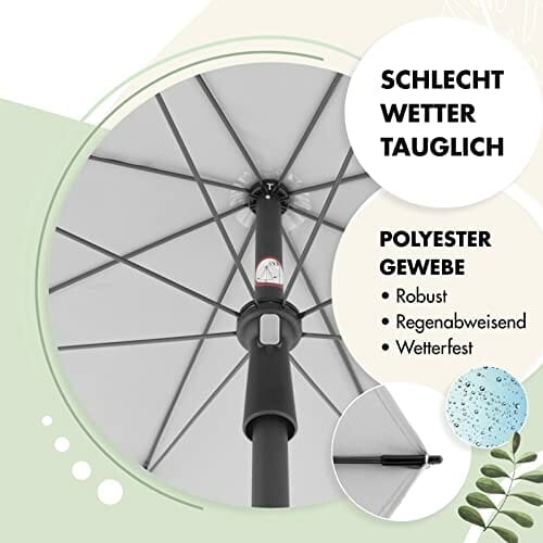 Doppler Sonnenschirm Rethink 200cm in Dunkelgrau - Runder Sonnenschirm für Balkon & Terrasse - Nachhaltiger Schirm - Balkonsonnenschirm mit Handöffner - Mit Hülle - Kippbarer Gartenschirm - obrazek 4