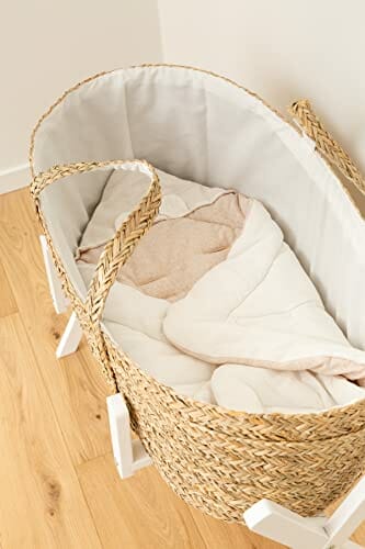 CHILDHOME, Kołyska dla niemowląt, Koszyk, Materac w komplecie, Naturalny materiał żon morski - obrazek 2