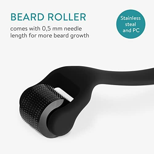 Navaris Wałek do brody - narzędzie do pielęgnacji porostu włosów na twarzy dla mężczyzn do włosów na twarzy - dermaroller dla mężczyzn do włosów na twarzy z pudełkiem do przechowywania - obrazek 2