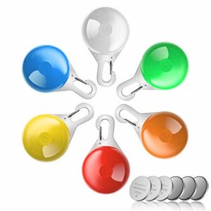 HOTERB 6 szt. świecących zawieszek LED dla psów i kotów, breloczek do kluczy, 3 tryby migania (6 zapasowych baterii)