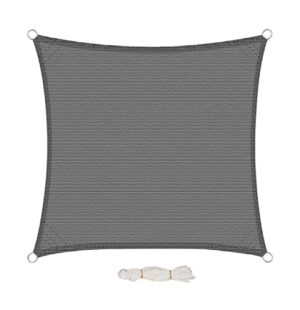 EUGAD Sonnensegel Quadrat 4x4m Sonnenschutz 200g/m² Garten Balkon Terrasse HDPE Wetterschutz atmungsaktiv Grau 0188ZYF