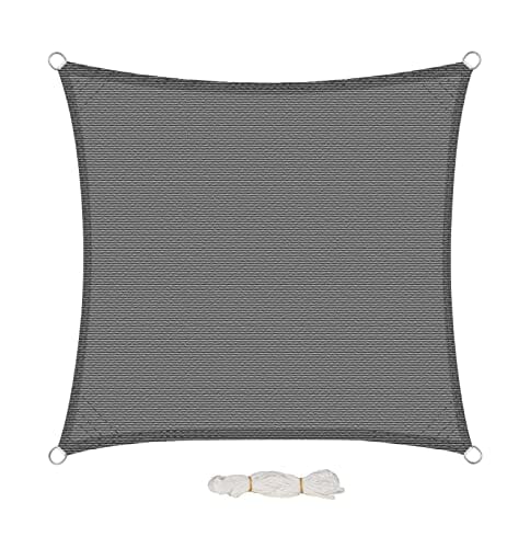 EUGAD Sonnensegel Quadrat 4x4m Sonnenschutz 200g/m² Garten Balkon Terrasse HDPE Wetterschutz atmungsaktiv Grau 0188ZYF