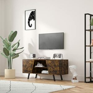 Novilla Szafka pod telewizor industrialny design stolik pod telewizor kolor kawowy meble do salonu i korytarza z 2 drzwiami i 1 półką (110 x 40 x 50 cm)