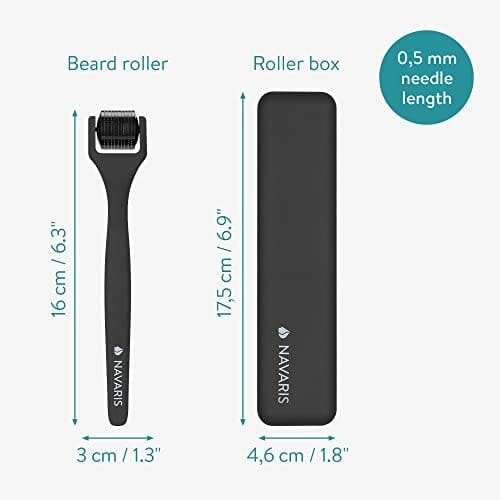 Navaris Wałek do brody - narzędzie do pielęgnacji porostu włosów na twarzy dla mężczyzn do włosów na twarzy - dermaroller dla mężczyzn do włosów na twarzy z pudełkiem do przechowywania - obrazek 4