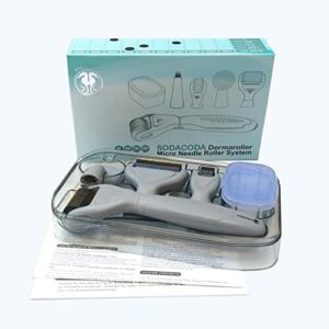 Sodacoda Derma-Roller 6 w 1 zestaw – tytanowa igła mikroigłująca do usuwania trądziku, zmarszczek