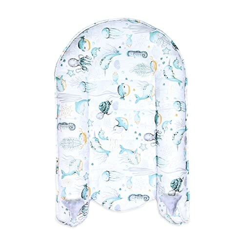 Ciepłe Kokon niemowlęcy 90x50 cm - Kokon przytulanki Kokon Noworodka Zima/Jesień Kokon Babynest Zwierzęta Wodne Jasnoszary - obrazek 6