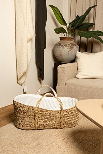 CHILDHOME, Kołyska dla niemowląt, Koszyk, Materac w komplecie, Naturalny materiał żon morski - obrazek 5