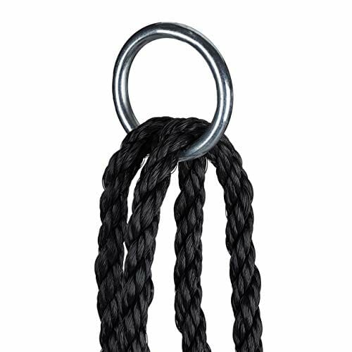 Relaxdays Huśtawka ogrodowa z siatką, Ø 120 cm, huśtawka ogrodowa dla dzieci i dorosłych, do 150 kg, regulowana, czarna, wys. x śr.: ok. 4,5 x 120 cm - obrazek 3