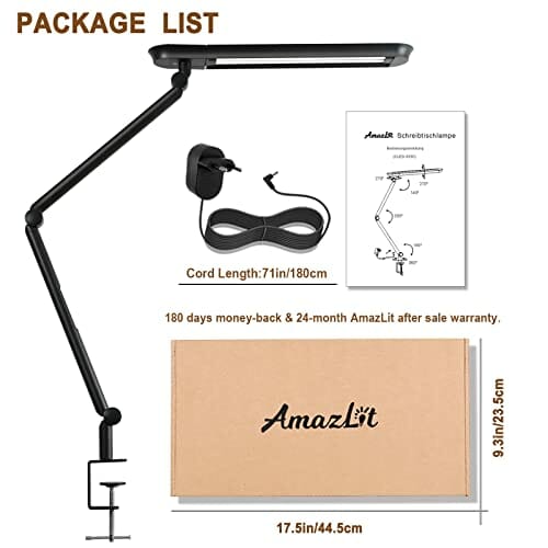 AmazLit lampa biurkowa LED, 1100 lumenów, z zaciskiem, ramię obrotowe, lampa architektoniczna, 18 W, wysoka jasność, bez oślepiania, ochrona oczu, lampa biurowa, oświetlenie wielozadaniowe / funkcja - obrazek 4