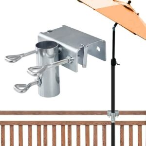 LIFEZA Edelstahl Schirmhalterung 1 Stück Sonnenschirm Balkon Halterung Sonnenschirmhalter Strand Metall Tragbar Verstellbar Schirmständer Für Geländer, Terrassen, Tische Und Stühle Im Freien