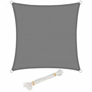 WOLTU Sonnensegel Quadrat 3,6x3,6m Grau atmungsaktiv Sonnenschutz HDPE Windschutz mit UV Schutz für Garten Terrasse Camping
