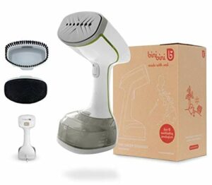 Binibini prasownica parowa The Green Steamer zrównoważona i uczciwa (1500 W, funkcja ECO, turbo-para, automatyczne wyłączanie, zbiornik o pojemności 230 ml, system zapobiegający kapaniu, gotowy do pracy w <30 sekund)