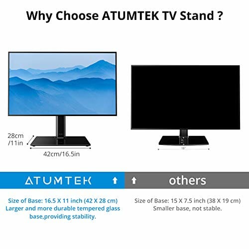 ATUMTEK Stojak pod telewizor, wychylny, do telewizorów plazmowych LCD LED OLED o przekątnej 37-65 cali, płaski i zakrzywiony do 88 lbs - obrazek 5