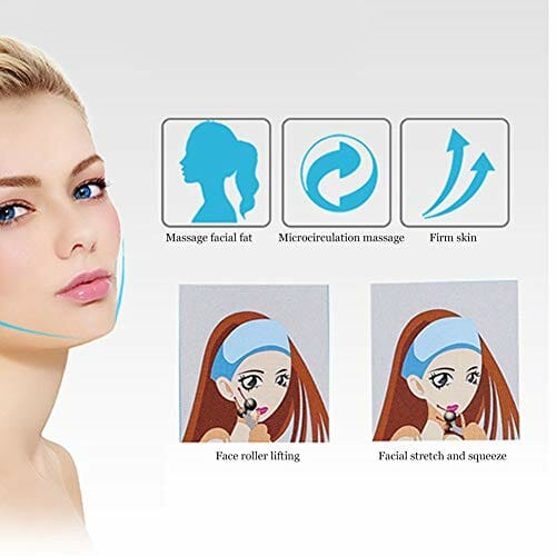 3D Y Shaped Electric Face Roller Massage Masażer Liftingujący Twarz - Mikroprądowa Rolka do Twarzy do Masażu Twarzy, Napinanie Skóry, Masażer do Usuwania Podwójnego Podbródka Rolka do(Złoto) - obrazek 4