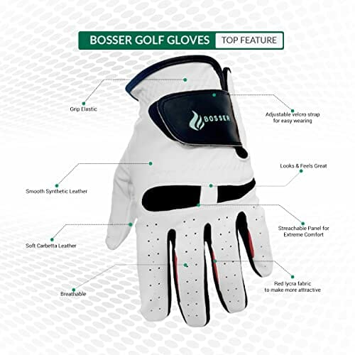 BOSSER Męskie Rękawice Golfowe ze Skóry i Elastanu dla Lewej Ręki, Erg - obrazek 7