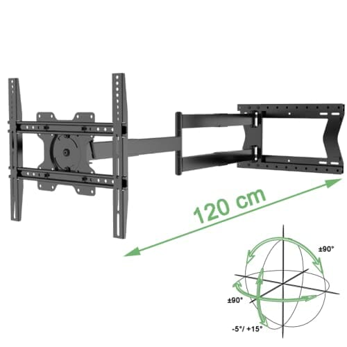 XTRARM TiTon 120 cm odległość od ściany, uchwyt ścienny TV, długie ramię obrotowe, pochylanie, obracanie, wysuwanie, TV ok. 32-75 cali do 40kg - obrazek 9