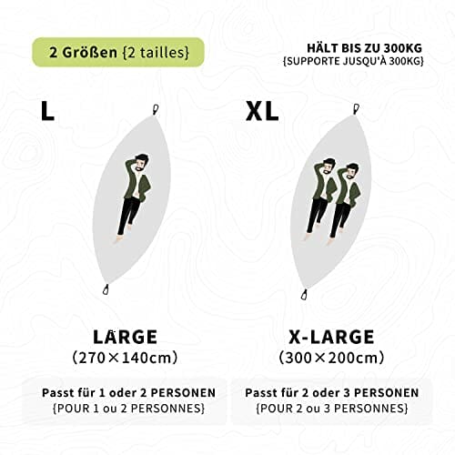 BTRWOR Hamak - ultralekki hamak kempingowy podróżny, podwójny i pojedynczy, nośność 300 kg, oddychający, szybkoschnący, przenośny hamak, do użytku na zewnątrz, wewnątrz, do ogrodu - obrazek 5