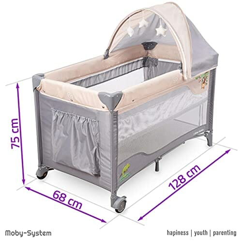 Moby-System Łóżeczko Turystyczne z Przewijakiem, Daszkiem i Moskitierą - obrazek 7