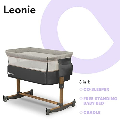 LIONELO Leonie łóżeczko dostawne i turystyczne, regulowana wysokość, wysokiej jakości materac, zwijana ścianka boczna, torba transportowa w zestawie, modny design - obrazek 8