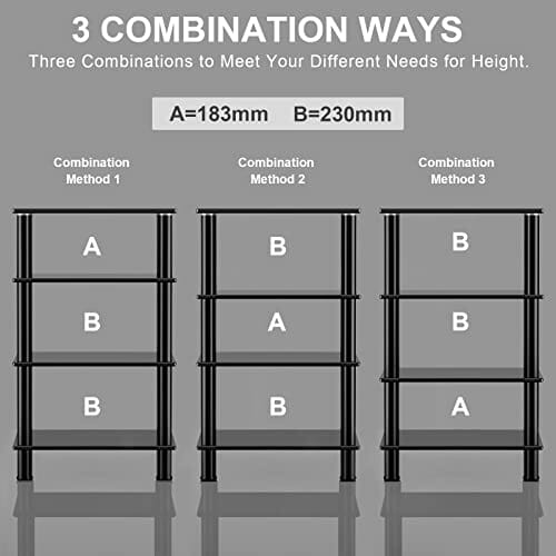 RFIVER Stojak HiFi Półka AV Stojak na stolik pod telewizor 4 poziomy Półki ze szkła hartowanego na gramofon Gramofon Stojak na konsolę Xbox Płyta do rozrywki audio Szafka multimedialna Czarny - obrazek 4