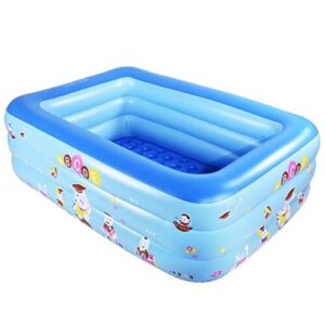 Nadmuchiwany basen dla dzieci, nadmuchiwany basen do użytku wewnątrz lub na zewnątrz, 203 x 137 x 61 cm, letni basen zabawny, nadmuchiwana wanna z nadmuchiwaną miękką podłogą