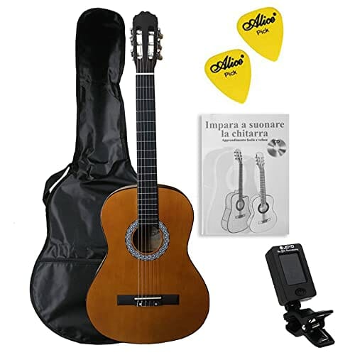 gitara koncertowa, gitara klasyczna, 4/4 honey - naturalna, Zestaw sta