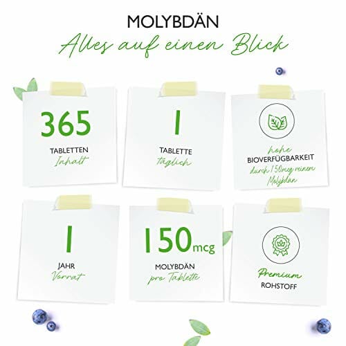 Molibden - 150 µg - 365 tabletek na rok - Pure Sodium Molibdate - Essential Trace Element - Highly Dosed - Vegan - obrazek 7
