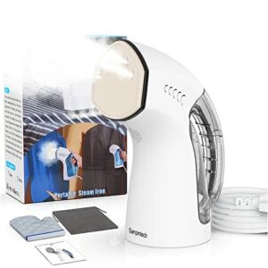 Sanpintech Prasownica parowa 1000 W, 250 ml, szybkie nagrzewanie, automatyczne wyłączanie, na co dzień i w podróży (biała)