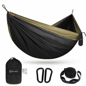 BTRWOR Hamak - ultralekki hamak kempingowy podróżny, podwójny i pojedynczy, nośność 300 kg, oddychający, szybkoschnący, przenośny hamak, do użytku na zewnątrz, wewnątrz, do ogrodu