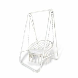 CCLIFE Wiszący fotel z poduszką Wiszący fotel huśtawka max.100kg Wiszący fotel ogrodowy,kolor: Beżowy